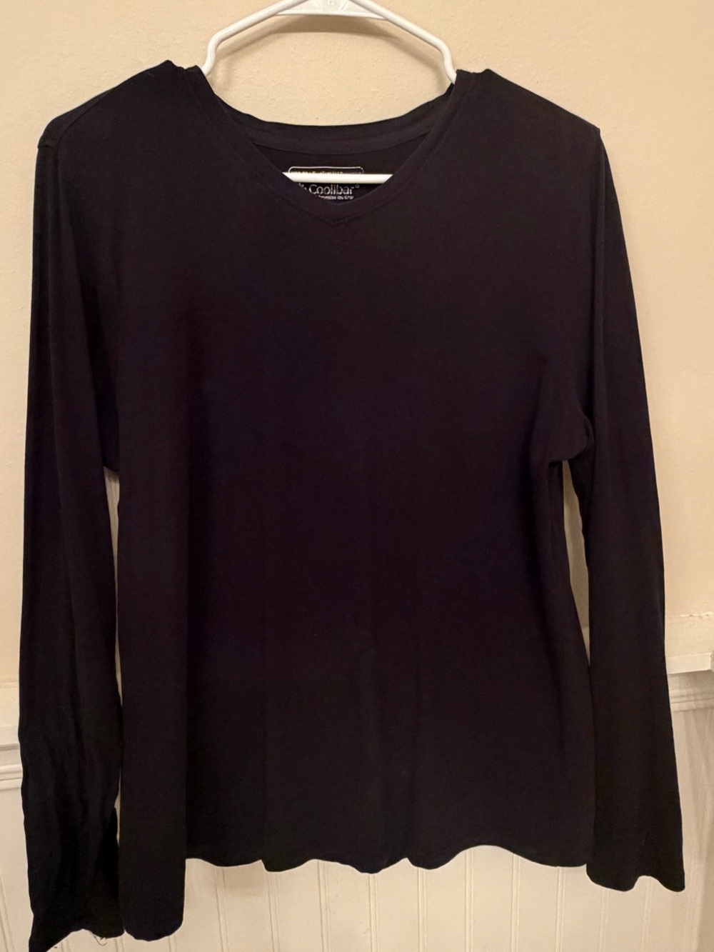 Coolibar Black Long Sleeve V-Neck Sun Protection Top